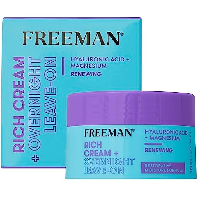 Freeman RICH CREAM + OVERNIGHT LEAVE-ON, MOISTURIZING FACE MASK, FACIAL MASK FOR DRY SKIN, FACE CREAM INFUSED WITH MAGNESIUM & HYALURONIC ACID TO HYDRATE & SOOTHE SKIN, 1.7 FL.OZ./ 50 ML JAR - Image 1